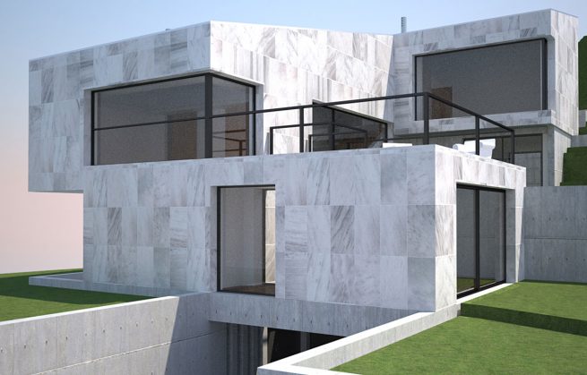 Javier Mariño. Estudio de arquitectura. Baiona. Vivienda unifamiliar aislada. Cidadelle. Chapela. Redondela. 2006-2007